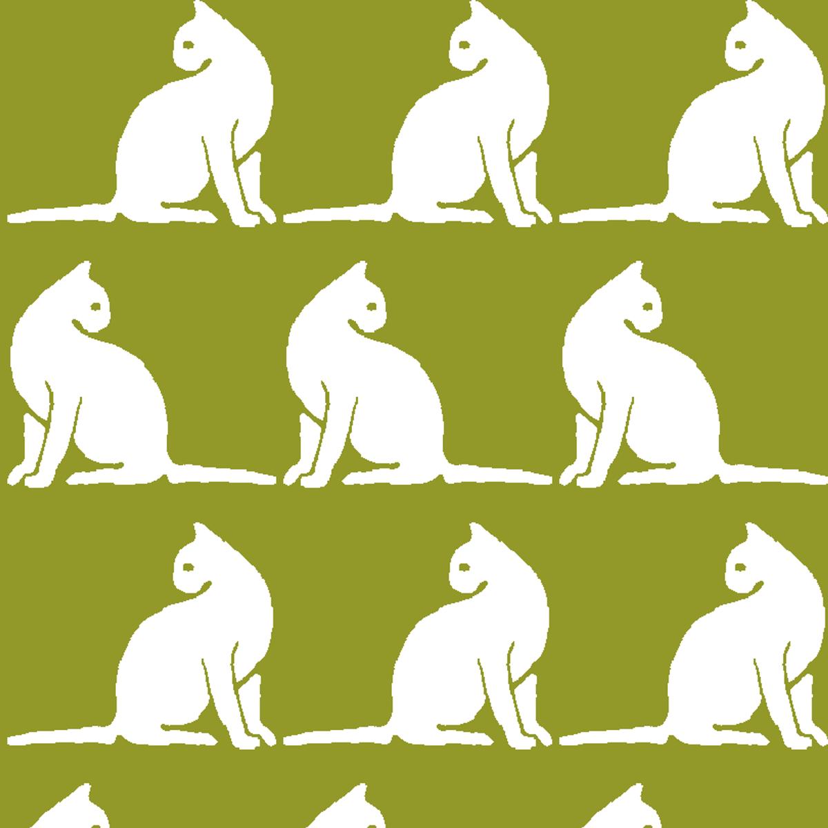 Cleo Cats on Green Fabric