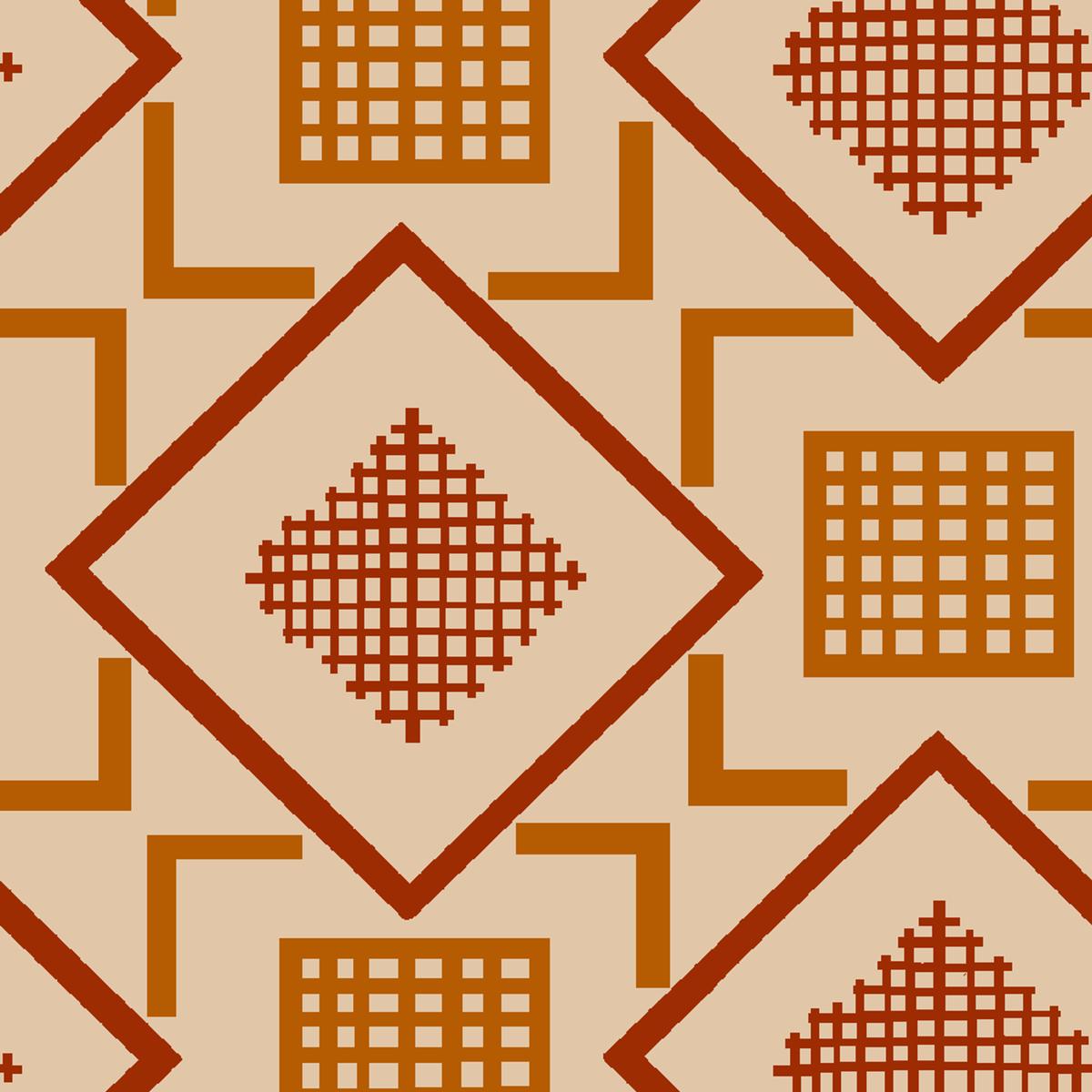 Court Sport Geo on Tan Fabric