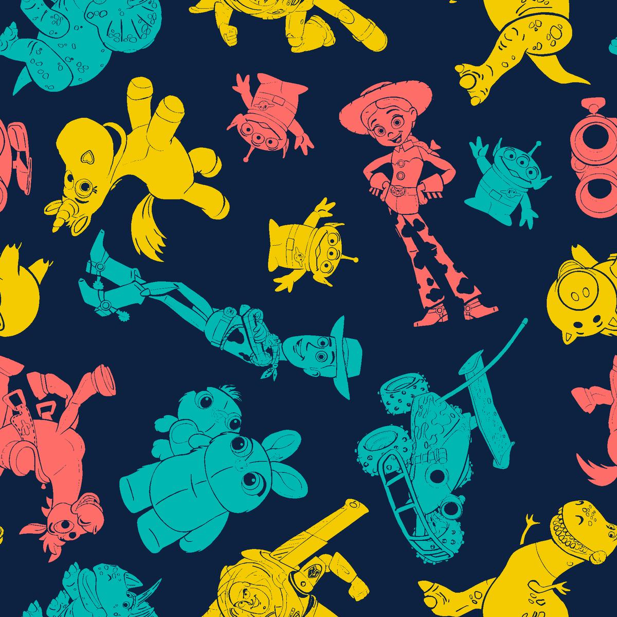 Disney and Pixar Toy Story Characters Pastel Fabric