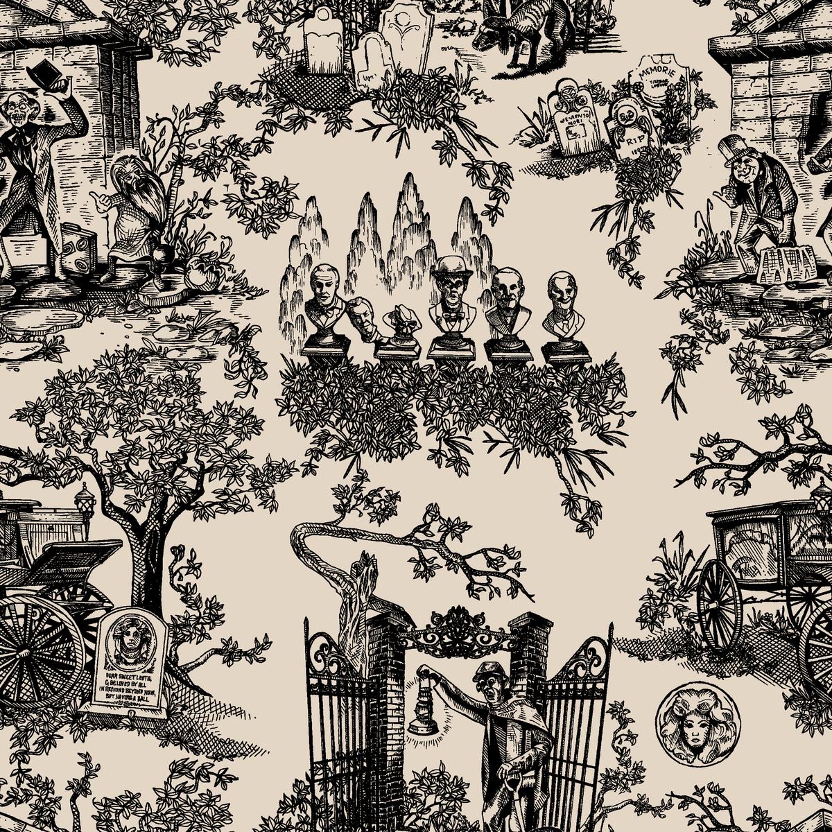 Disney Haunted Mansion Vintage Countryside Fabric