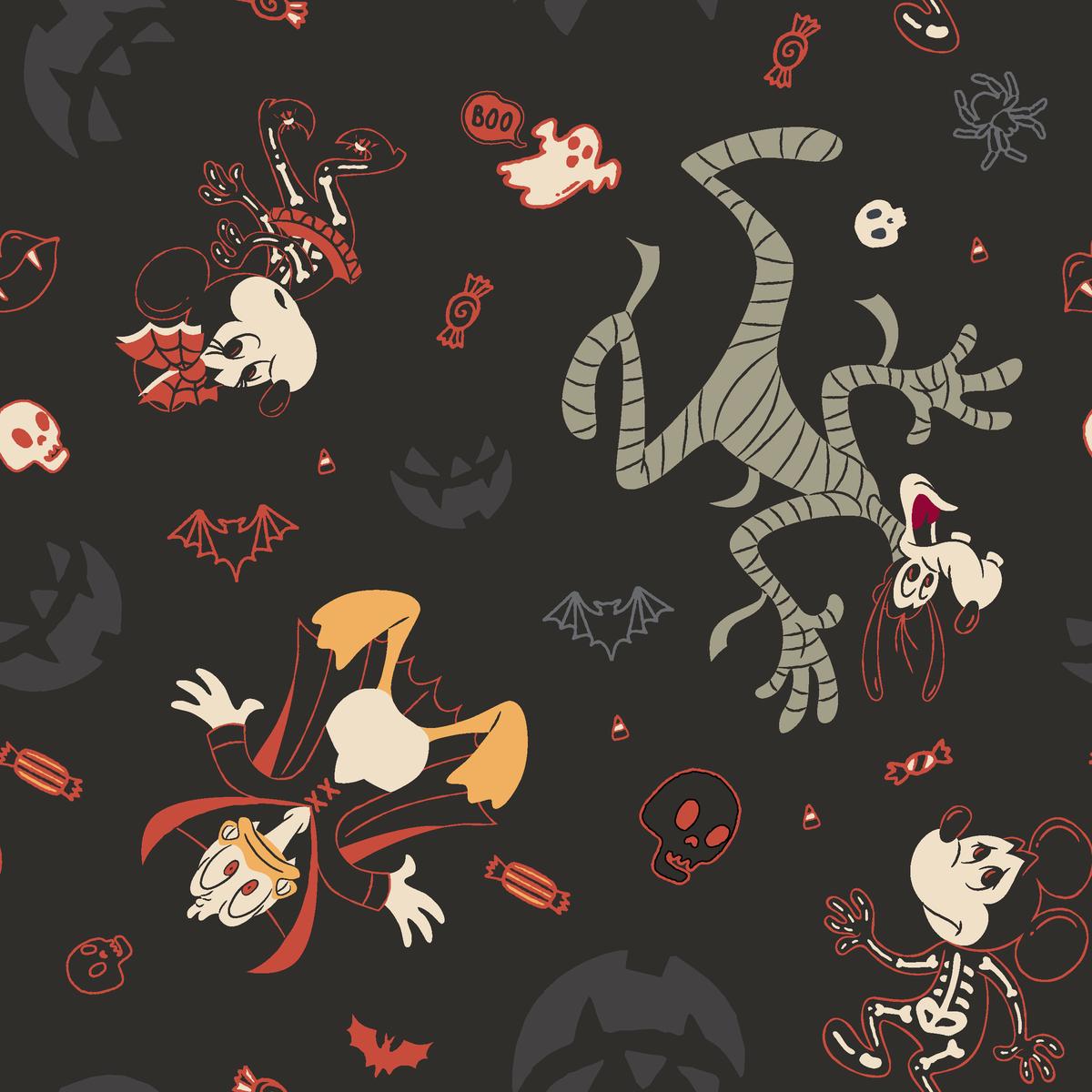 Disney Mickey & Friends Black Trick or Treat Fabric
