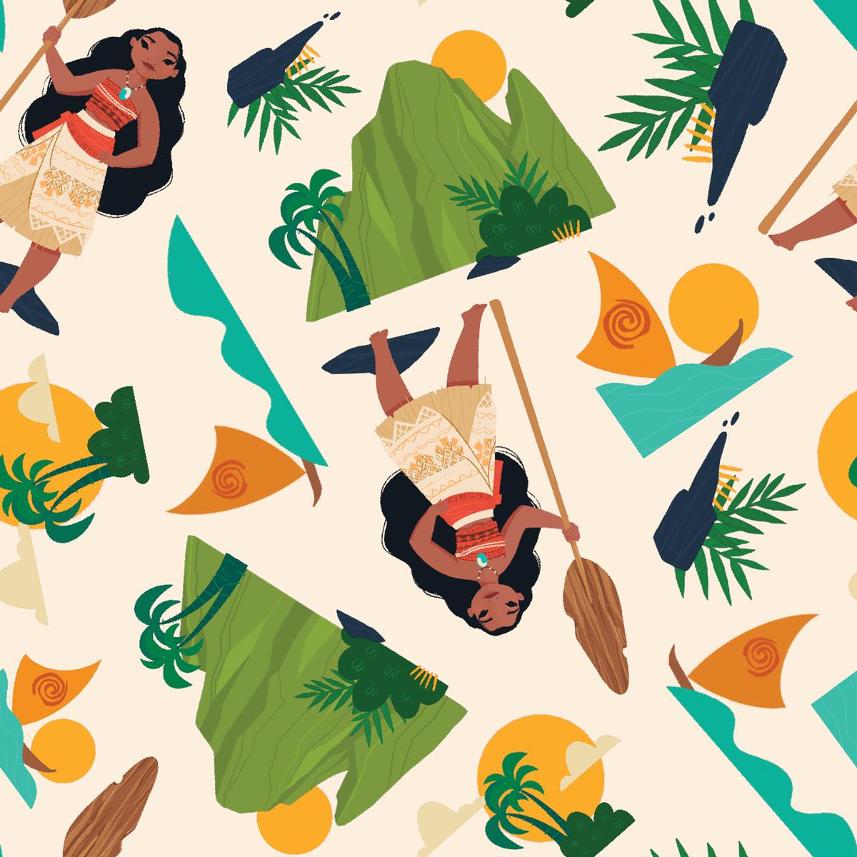 Disney Moana - Island Adventure - Tropical Character Fabric