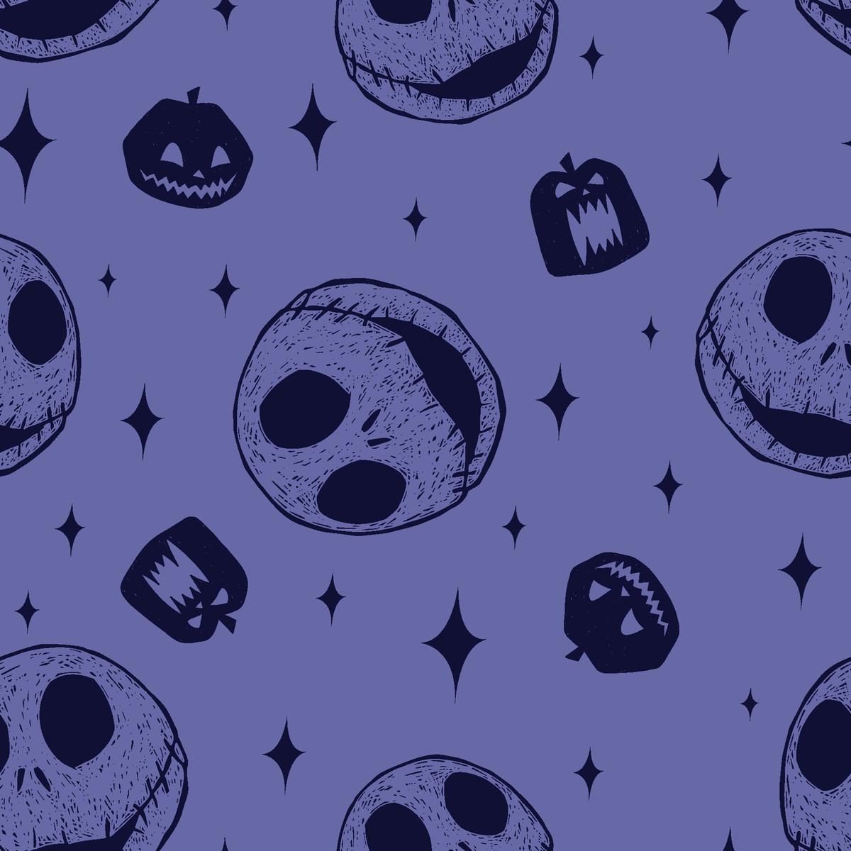 Disney Tim Burton's The Nightmare Before Christmas Purple Skull Face Fabric
