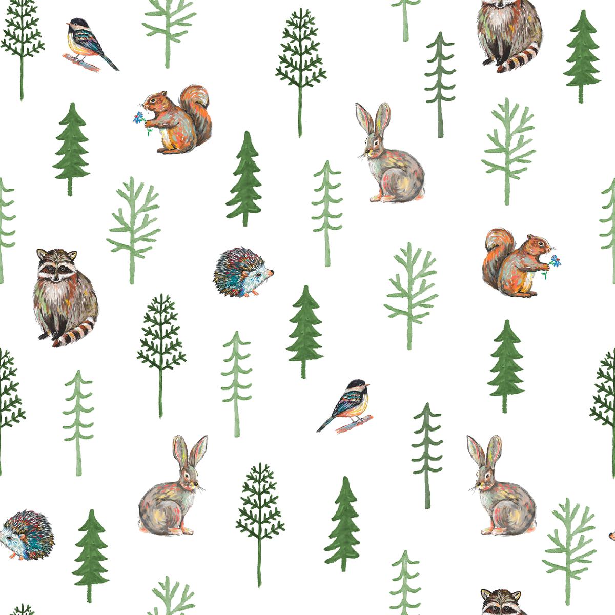 Forest Woodland Animals Pattern Fabric
