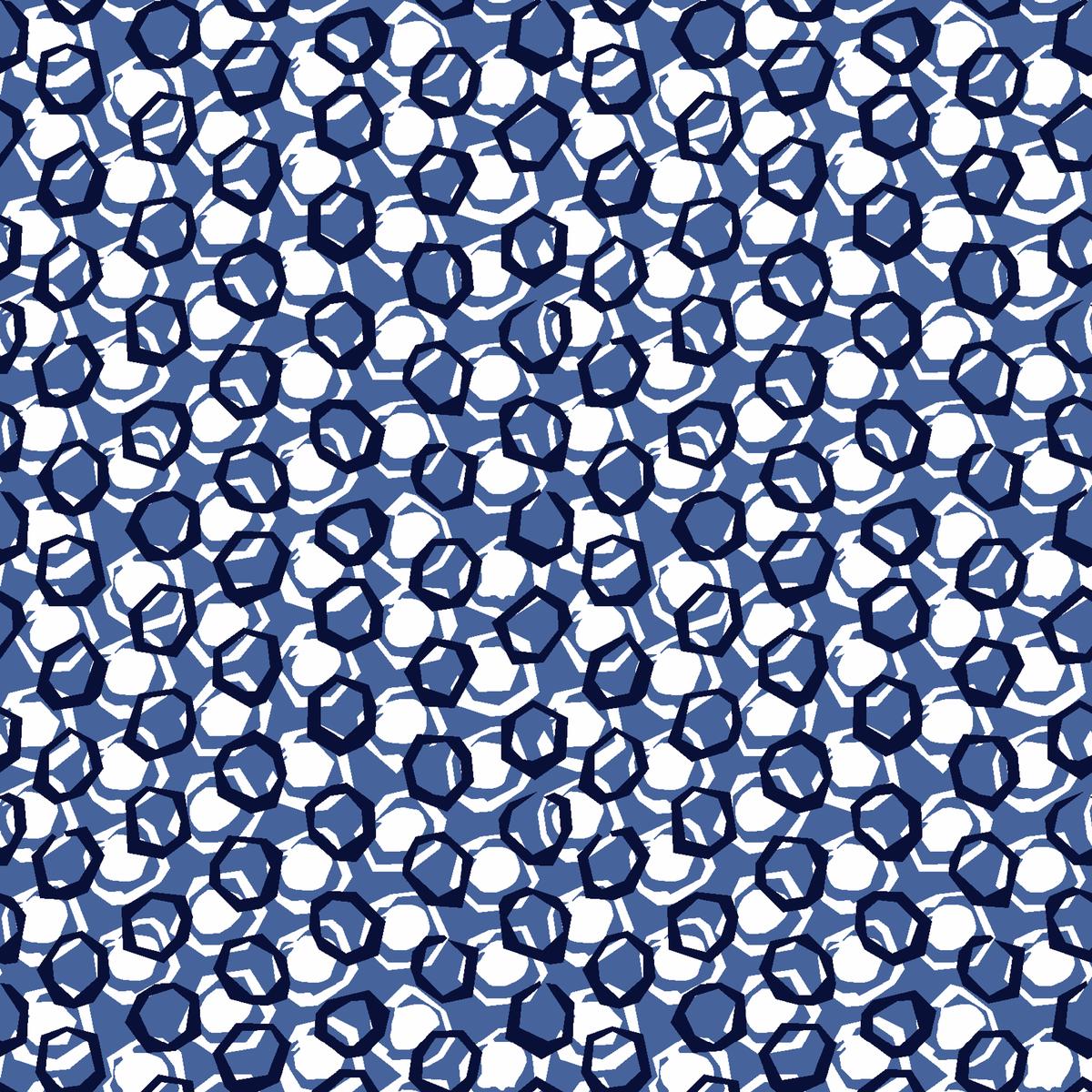 Geometric Rhythm - Blue Honeycomb Fabric