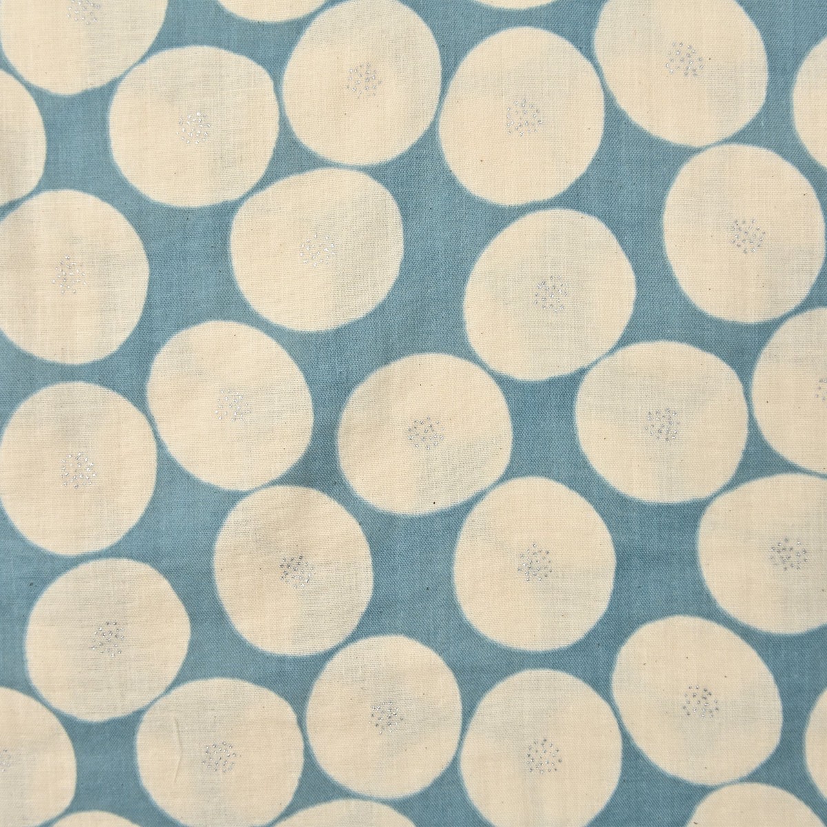 MUDDY WORKS Mini Anpan Cotton Double Gauze - Aqua Blue x Silver Glitter