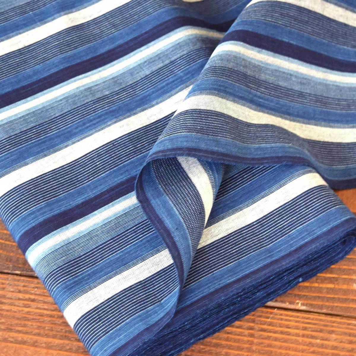 Natural Indigo Yarn-dyed Cotton - Mix Stripe [15" Width]