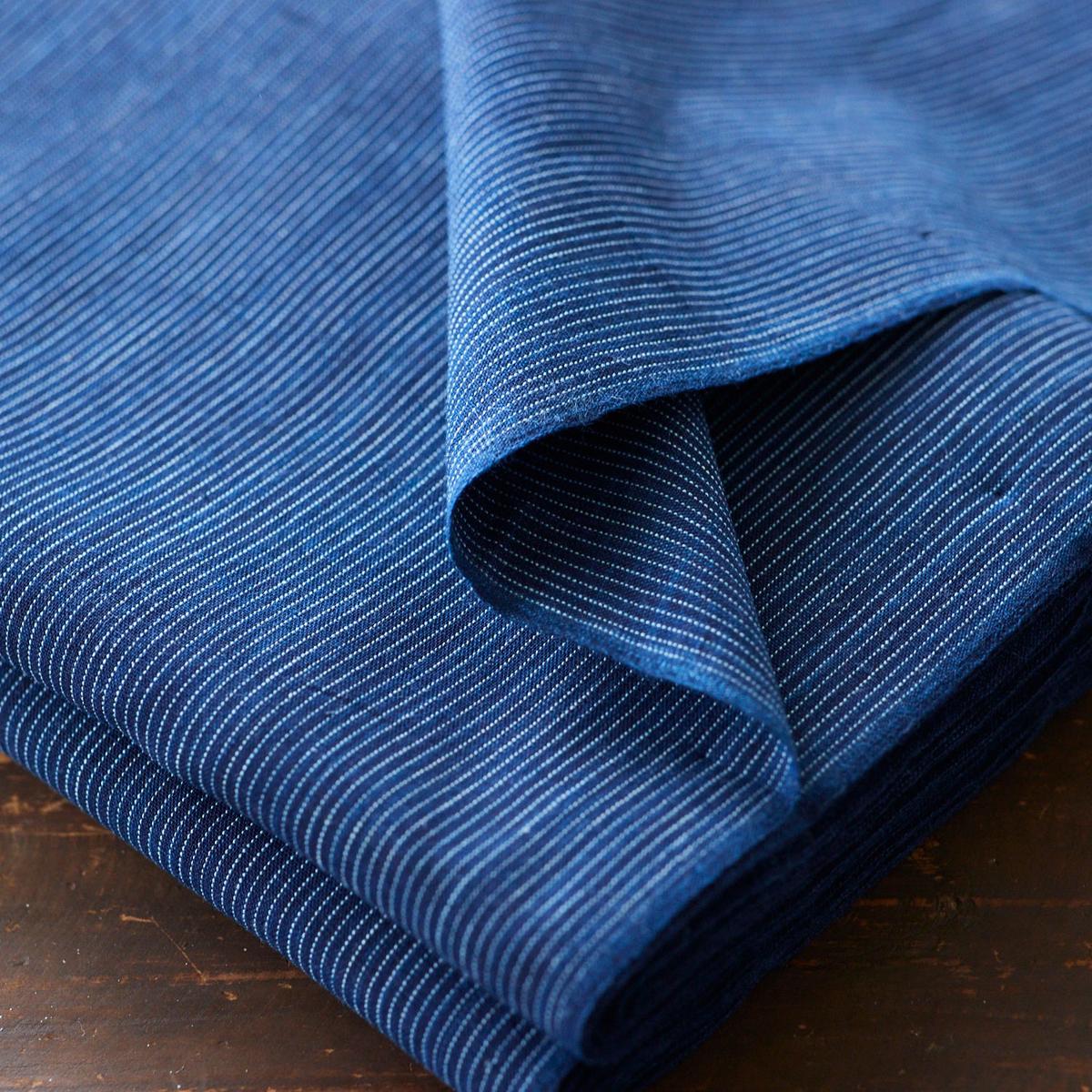 Natural Indigo Yarn-dyed Cotton - Stitch Stripe [15" Width]