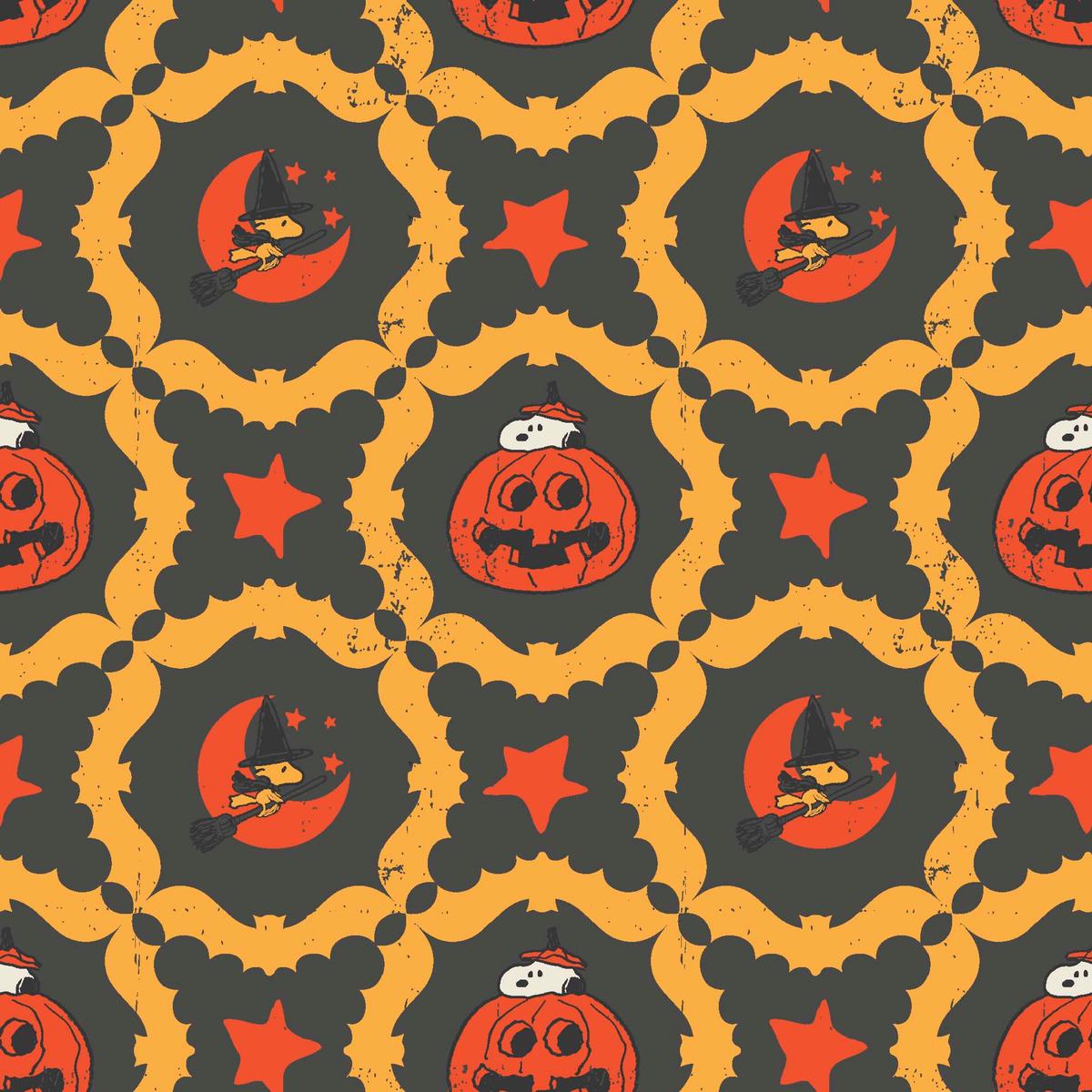Peanuts Halloween The Great Pumpkin on Gray Fabric
