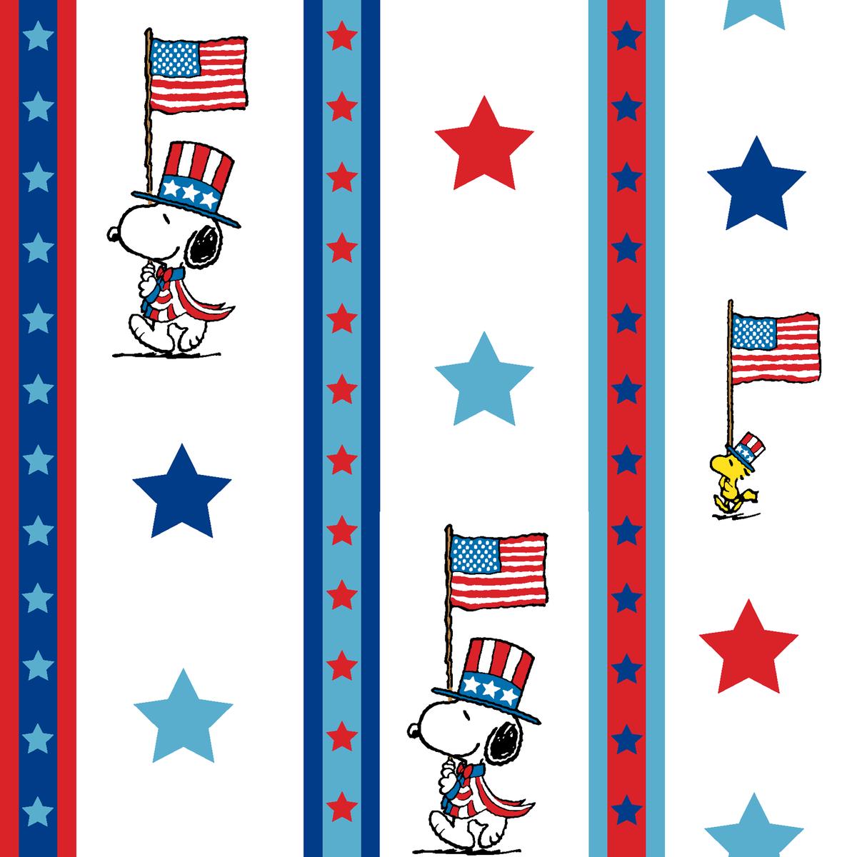 Peanuts Patriotic Snoopy Flag Stars and Stripes Fabric