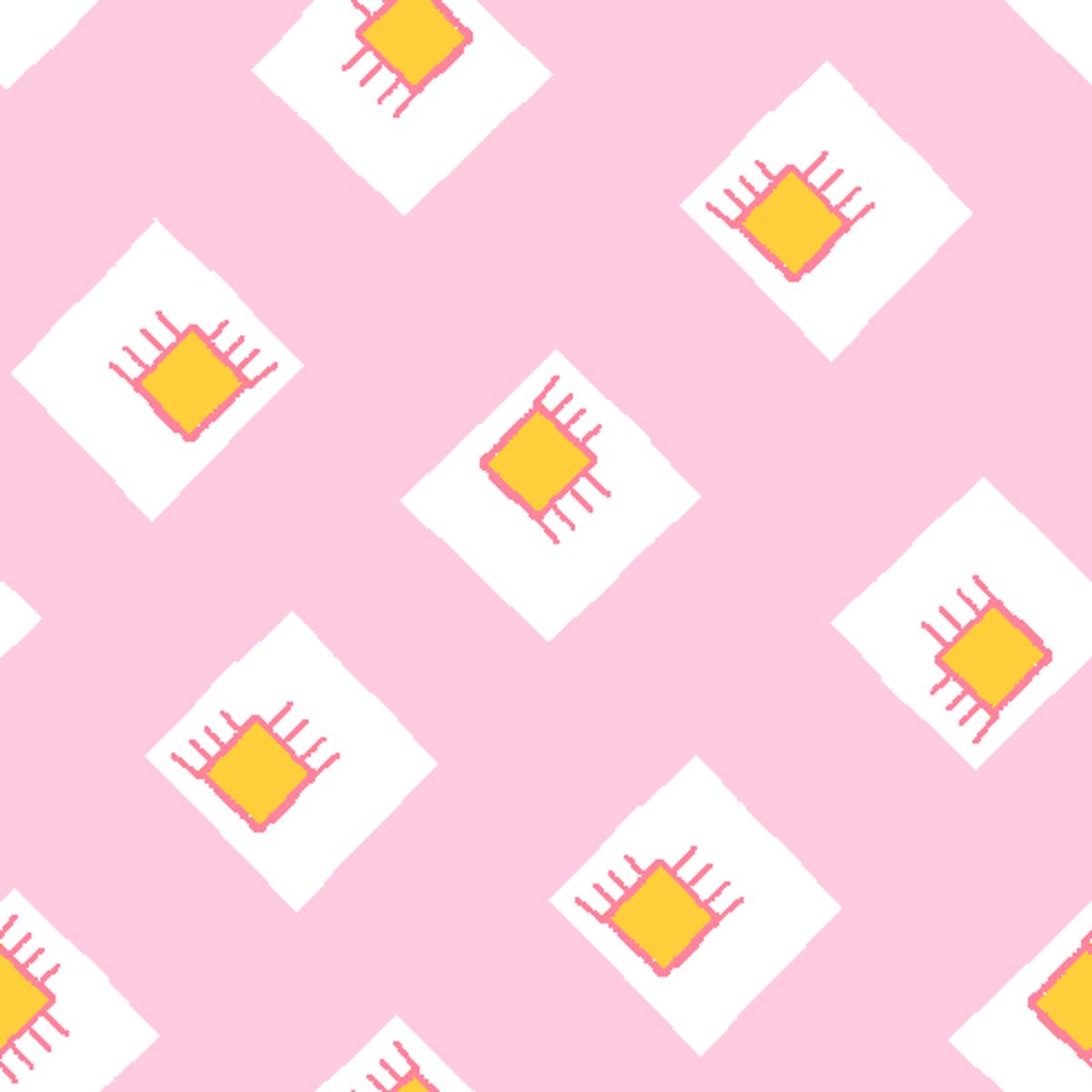 Pixel Party - Pink Geometric Fabric