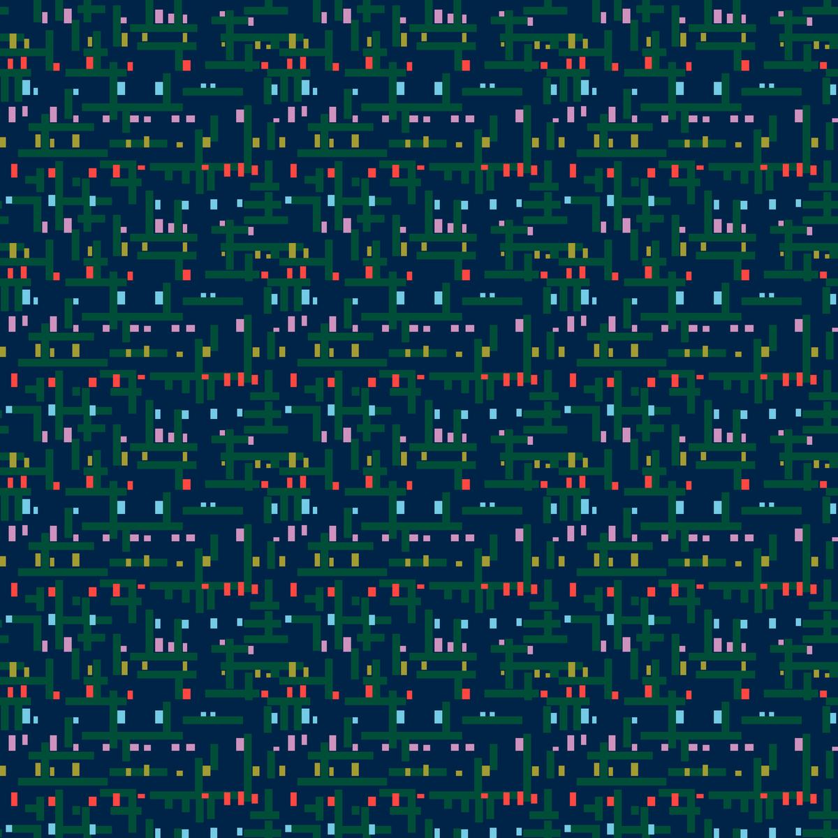 Pixel Stitch on Navy Fabric