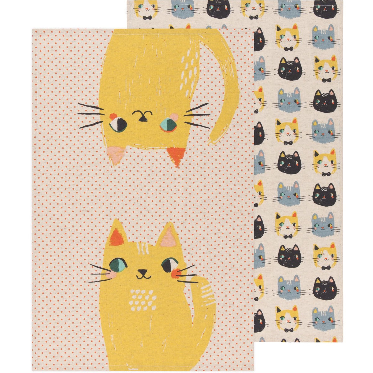 S/2 Meow Meow Dishtowels
