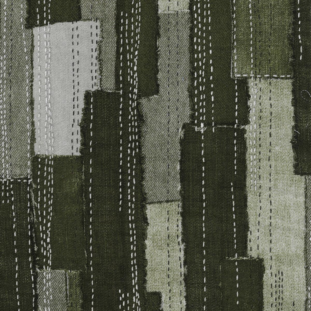 Sashiko Patchwork Print Cotton Twill - Khaki YGA-89020-2