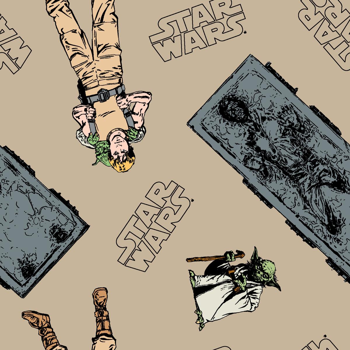 STAR WARS Empire Character Toss on Tan Fabric