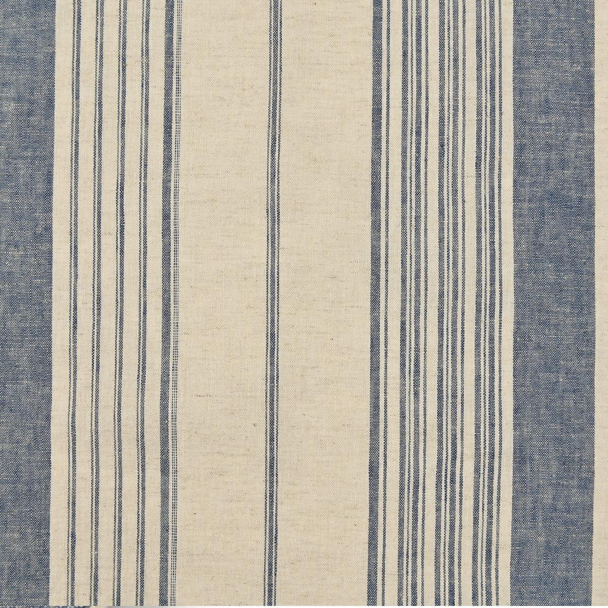 Yarn Dyed Linen Cotton Blend Banshu-ori Stripe Fabric - Off White x Blue