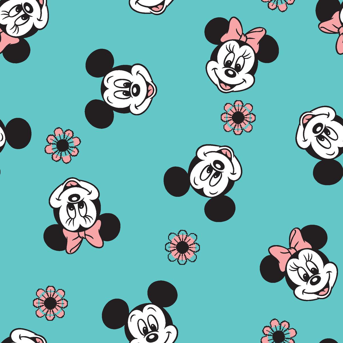 Disney Mickey Mouse and Minnie Mouse Floral Scatter Fabric
