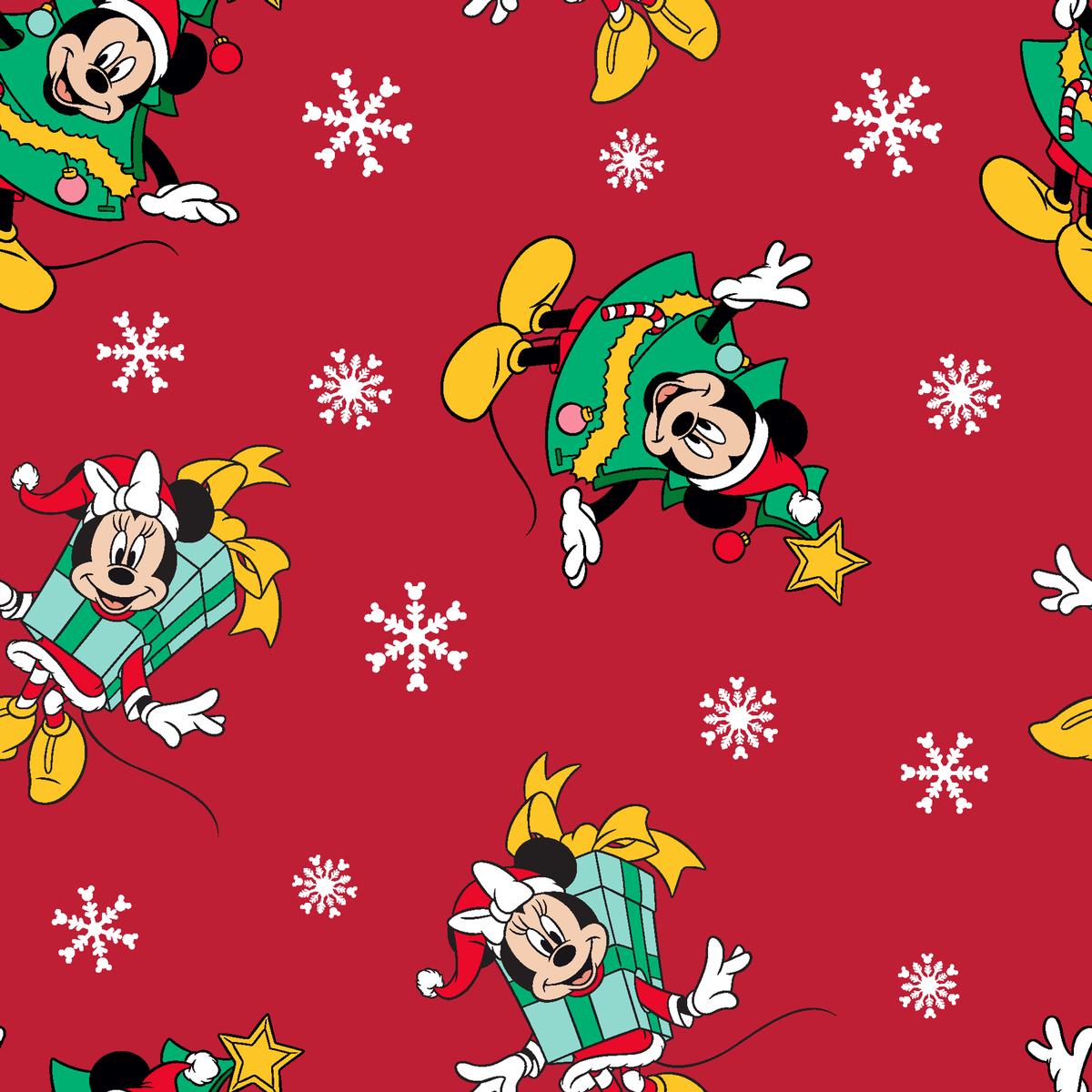 Disney Mickey Mouse Snowy Christmas Fabric