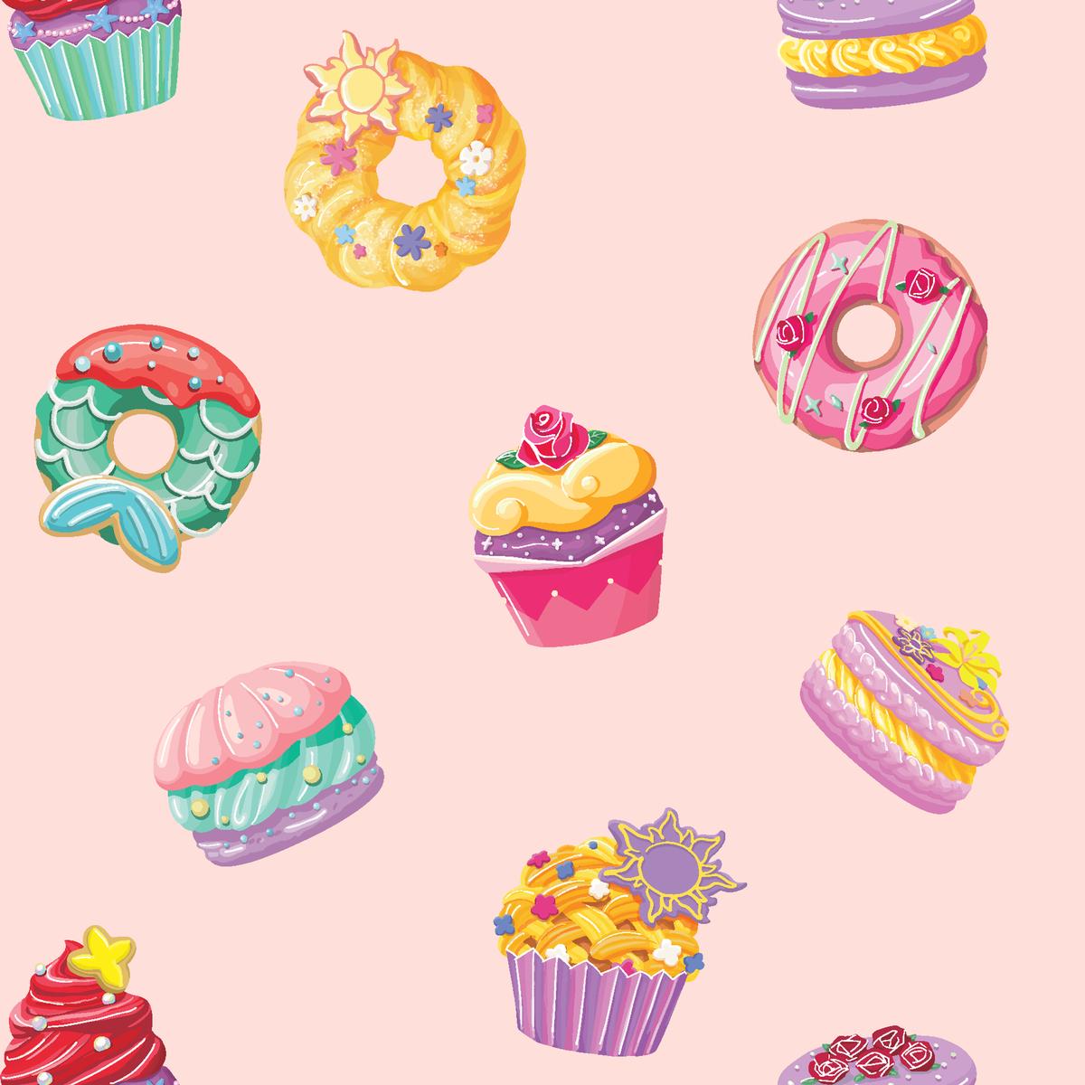 Disney Princess Pink Tasty Desserts Fabric