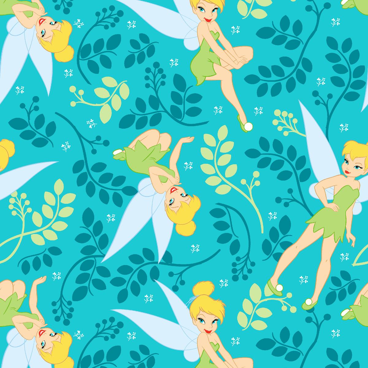 Disney Tinker Bell Teal Flying Fairy Fabric
