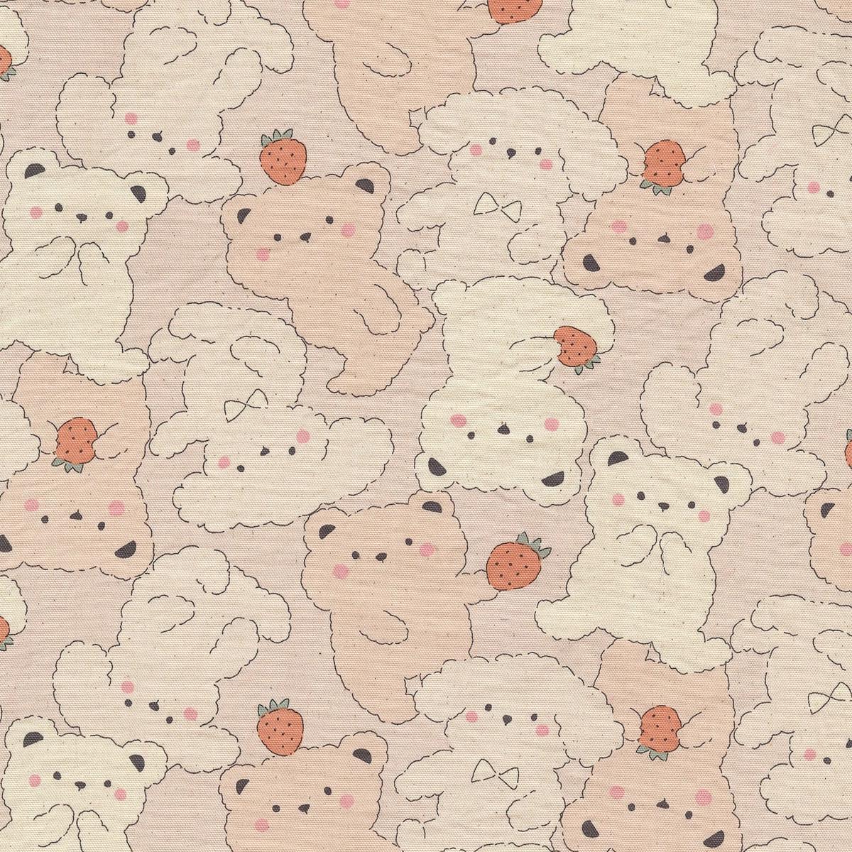 Pastel Bonbon Bear & Dog Cotton Oxford - Light Pink YKA-39030-1