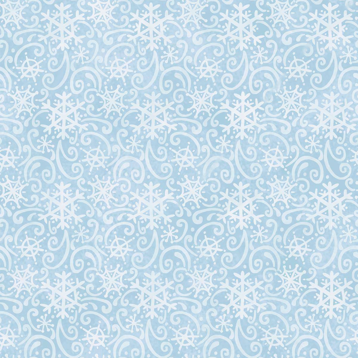 Susan Winget Mosaic Snow White on Blue Fabric