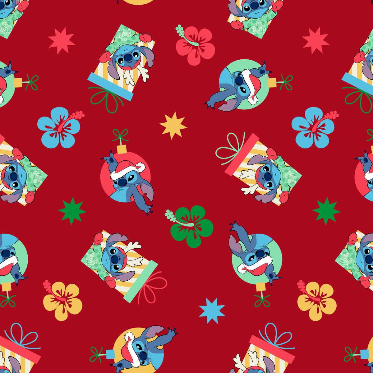 Disney Lilo & Stitch Holly Jolly Fabric