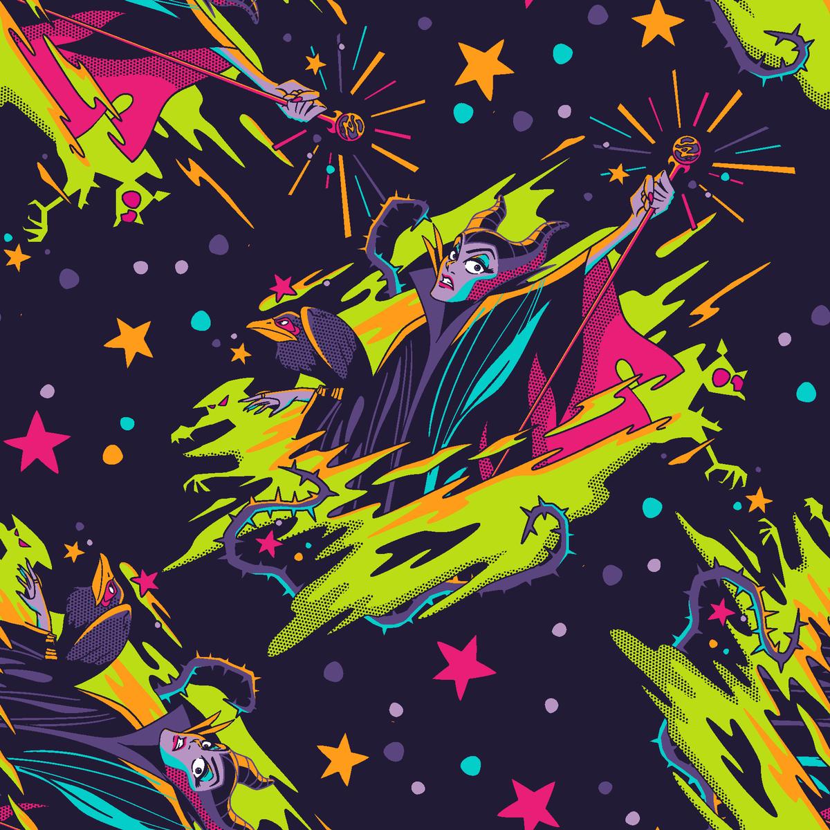 Disney Villains Maleficent Neon Splash Fabric
