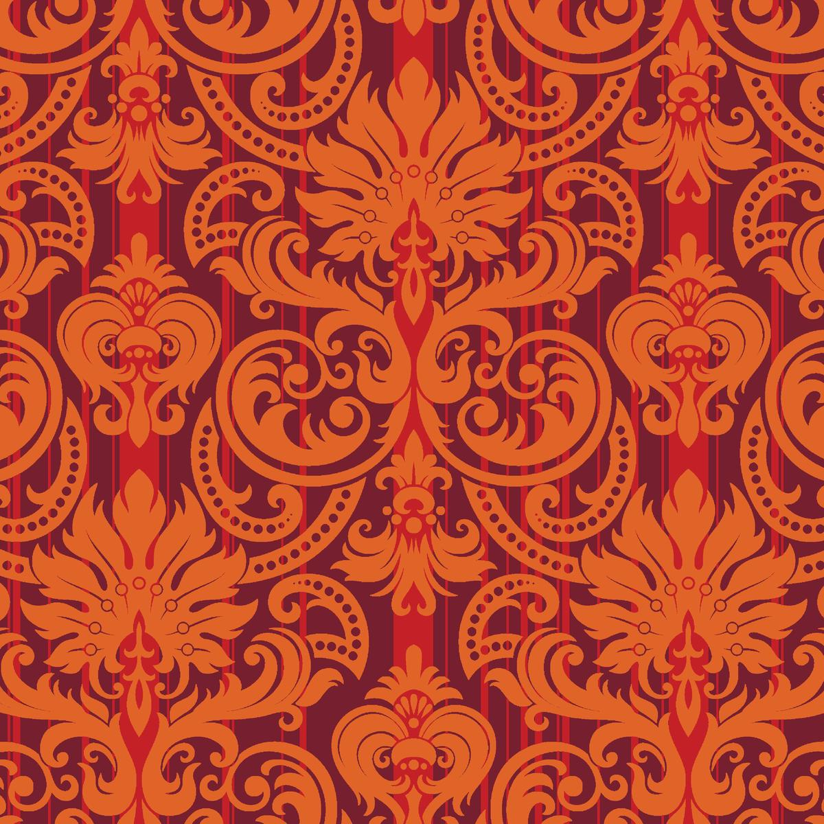 Dramatic Baroque on Orange Fabric