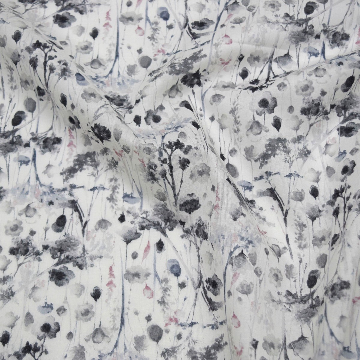 Flownny Watercolor Style Floral Cotton Lawn - Grey NFA-1030-33