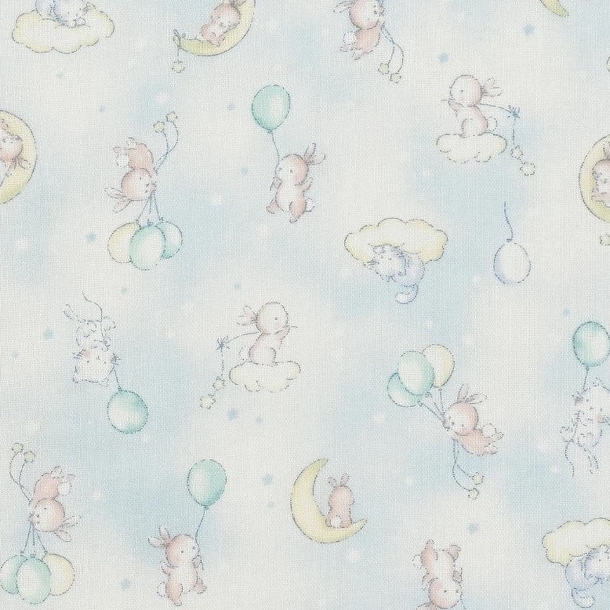 Kitty-cat and Bunny Cotton Double Gauze - Sax Blue YPA-66020-2