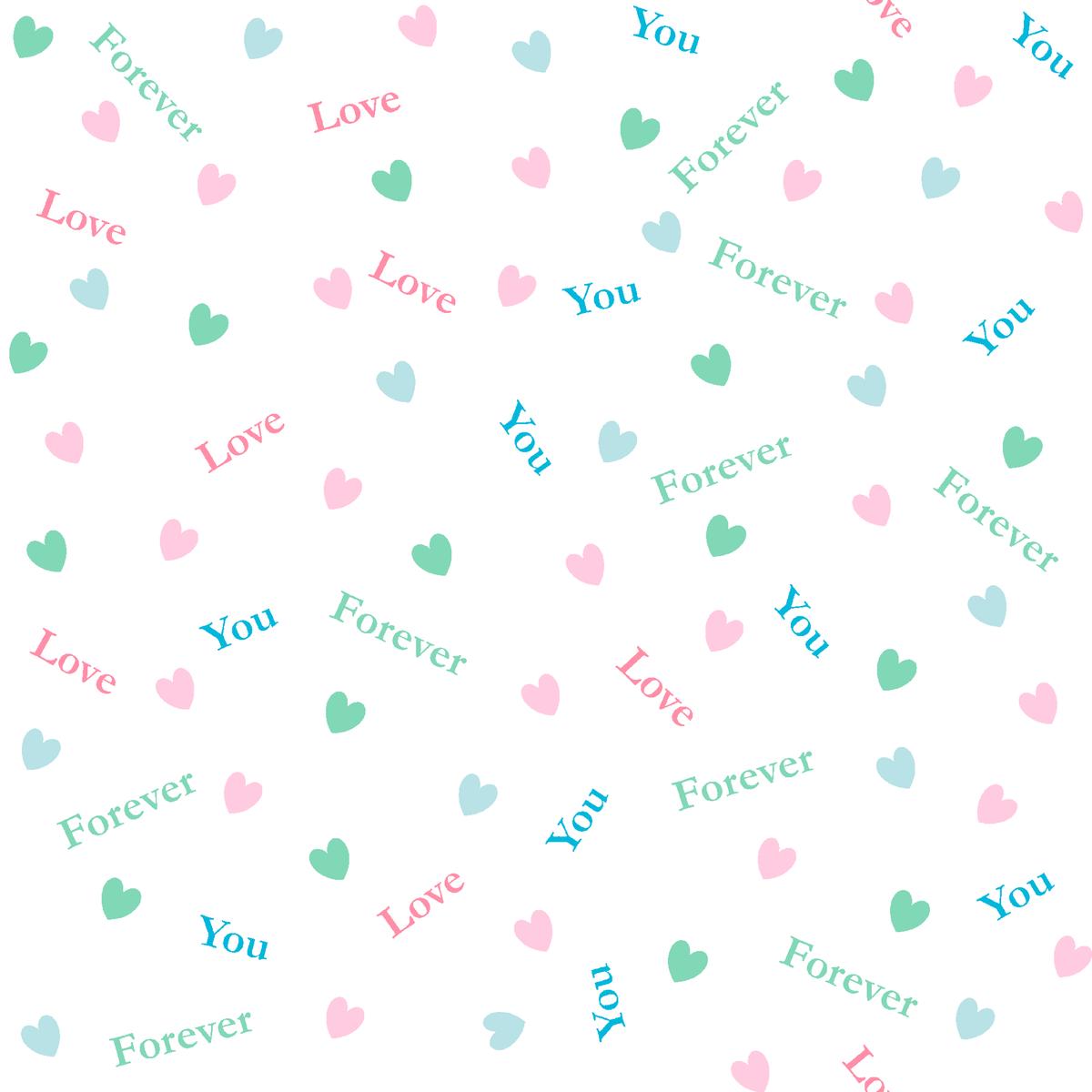 Love You Forever Hearts on White Fabric