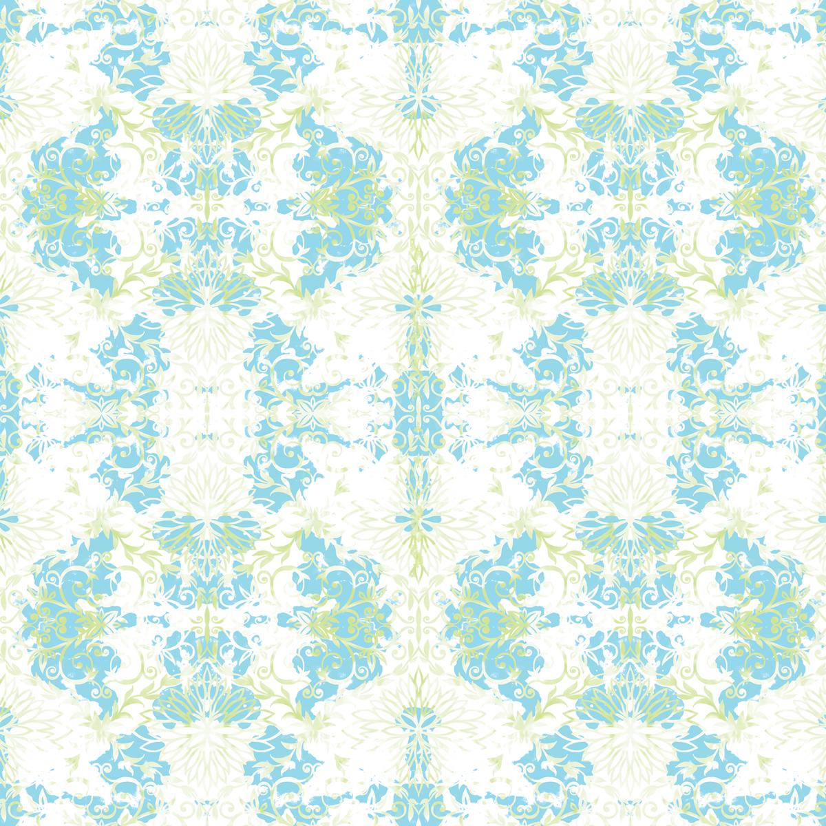 Tim Coffey - Serene Damask - Sky Blue Floral Fabric