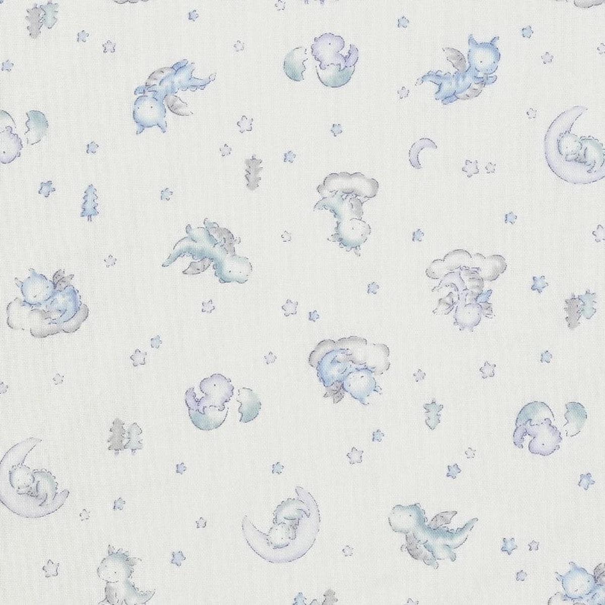 Baby Dinosaur Cotton Double Gauze - White x Blue YPA-66020-1