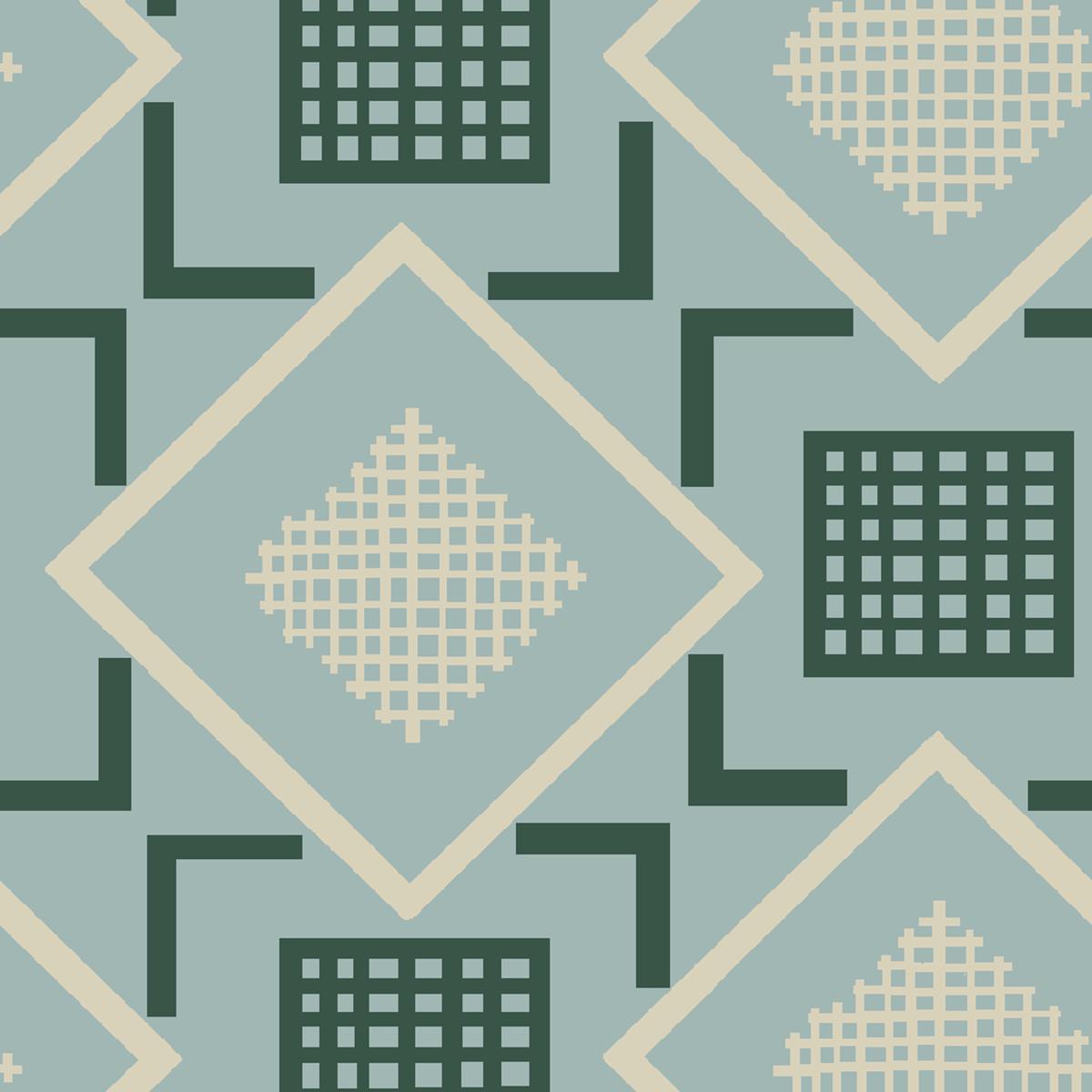 Court Sport Geo on Mint Fabric