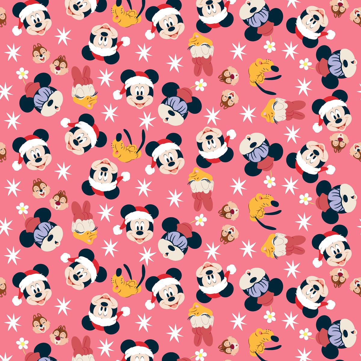 Disney Mickey & Friends Holiday Pattern on Pink