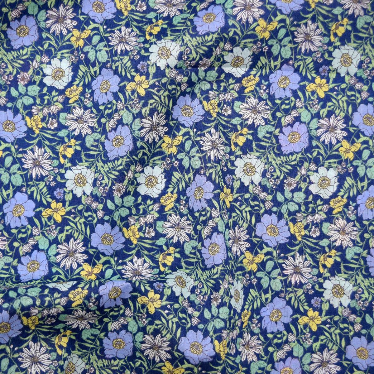 Flownny Poppy Garden Cotton Lawn - Navy NFA-1060-62