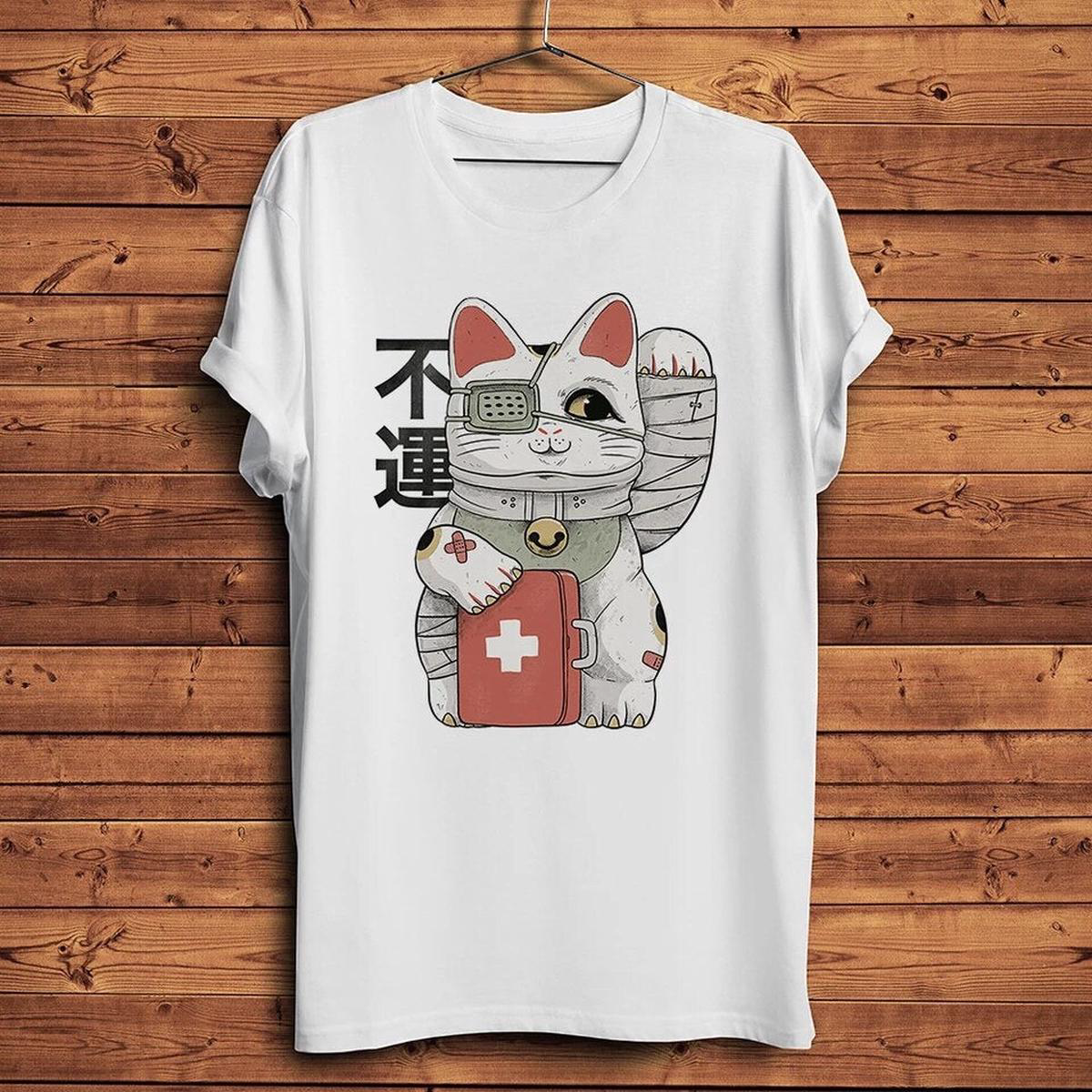T-shirt Chat Malchanceux Blanc