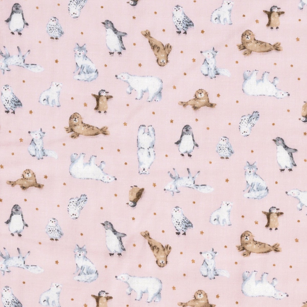 Artic Animals Cotton Double Gauze - Dusty Pink