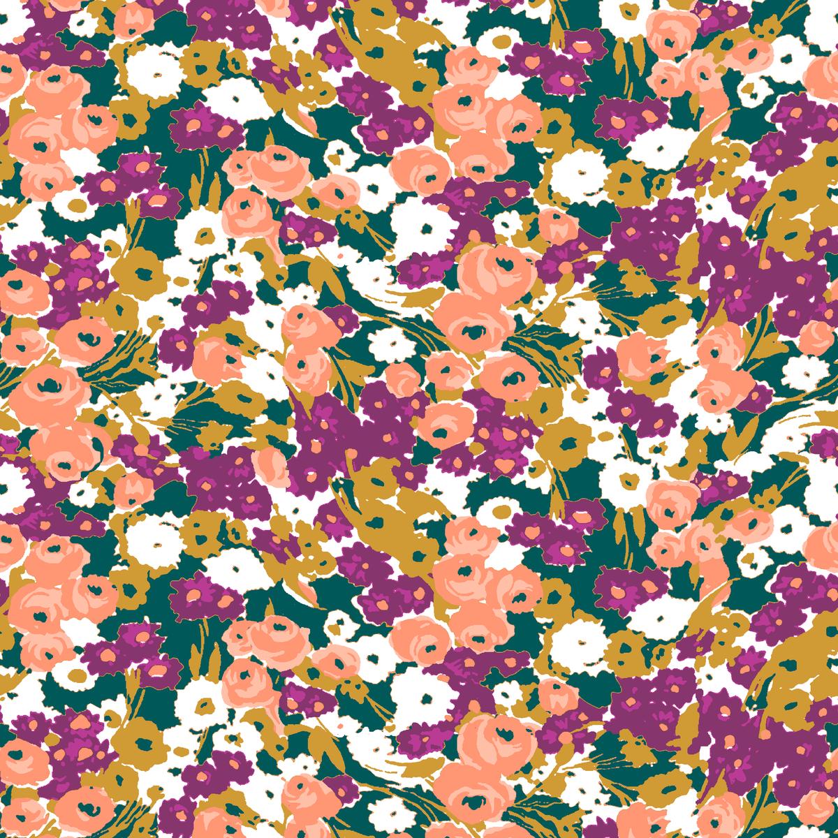Bloomscape, Peach Deep Green Fabric