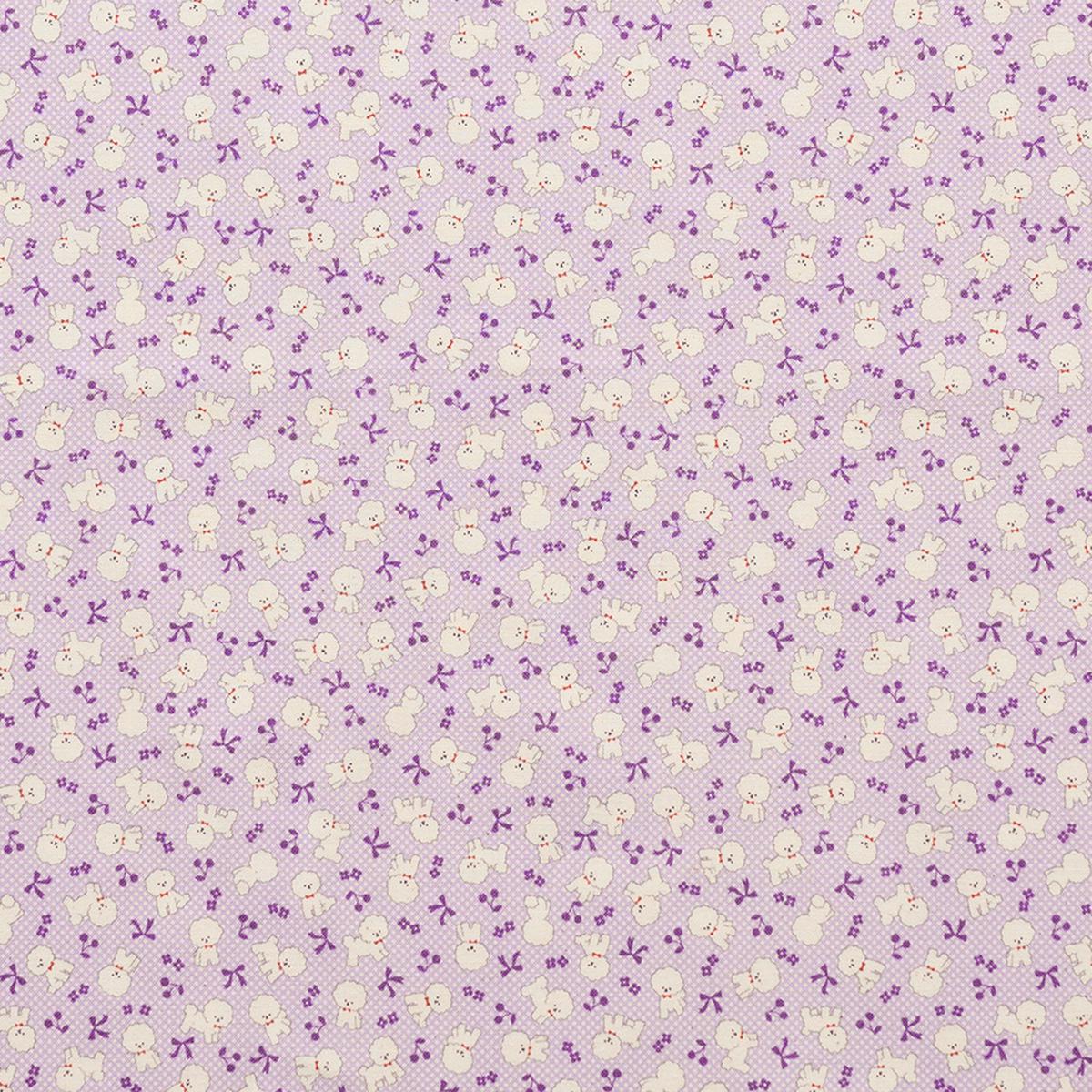 Chibi-pri Bichon Frise Cotton Sheeting - Light Purple YKA-31040-1
