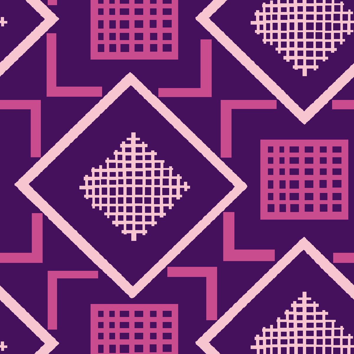 Court Sport Geo in Pink and Purple Fabric