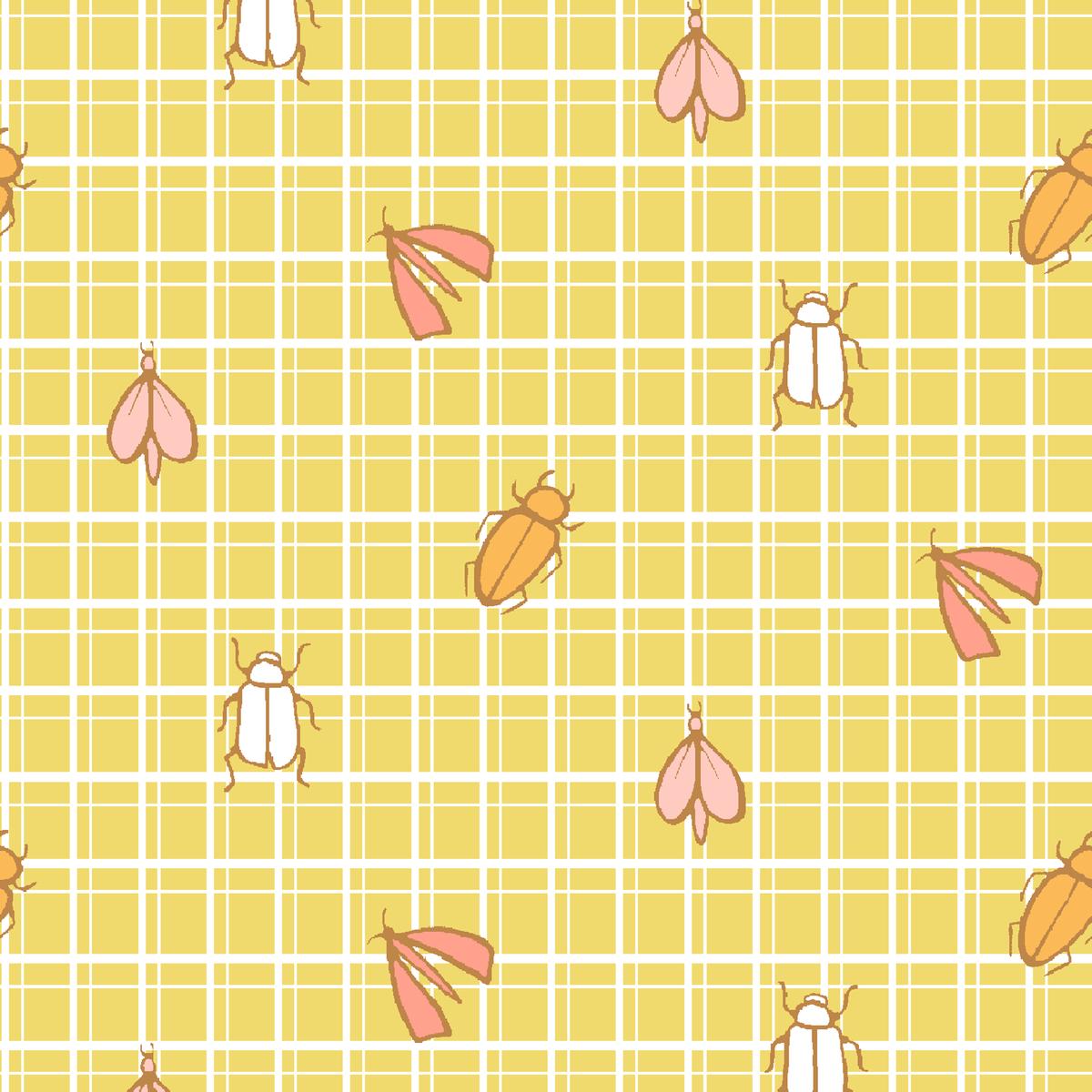 Grid Critters in Yellow Fabric