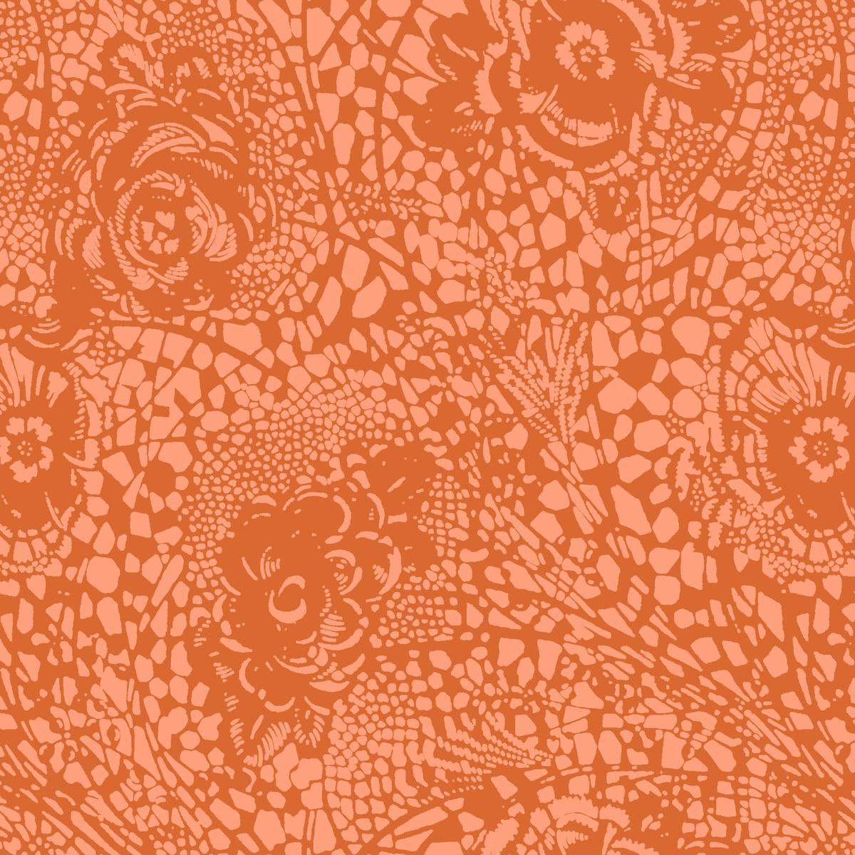 Lace Meadow on Orange Fabric