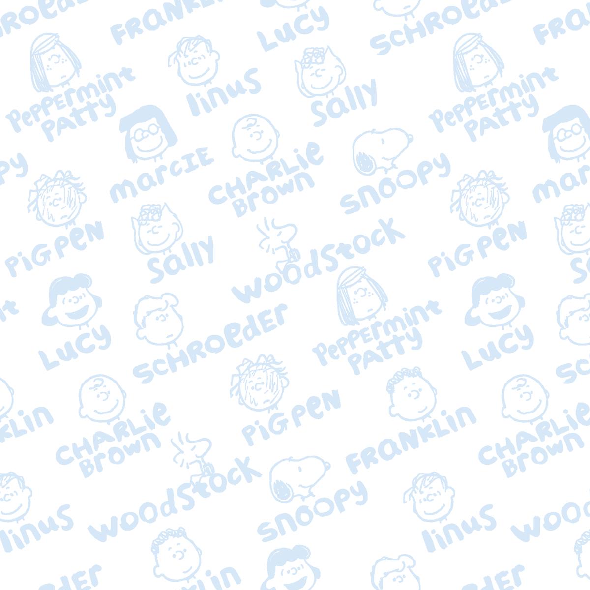 Peanuts Characters Name Toss on White Fabric