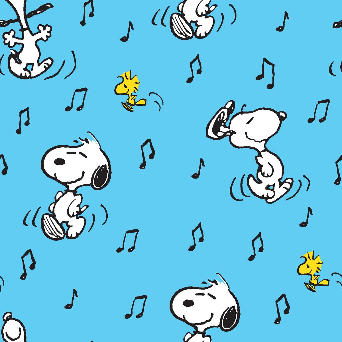 Peanuts Snoopy & Woodstock Tune Time Fabric