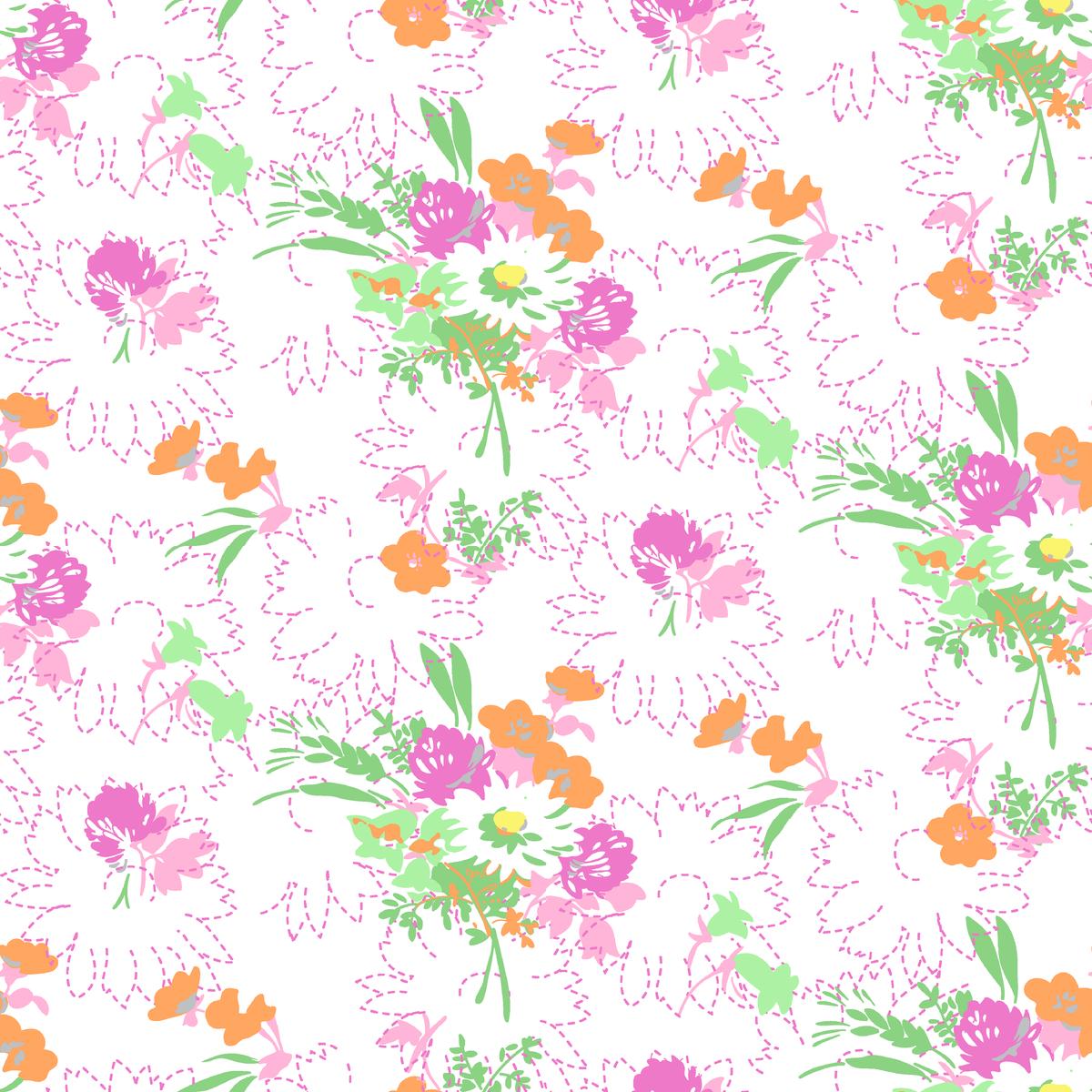 Spring Bouquet on Purple Fabric