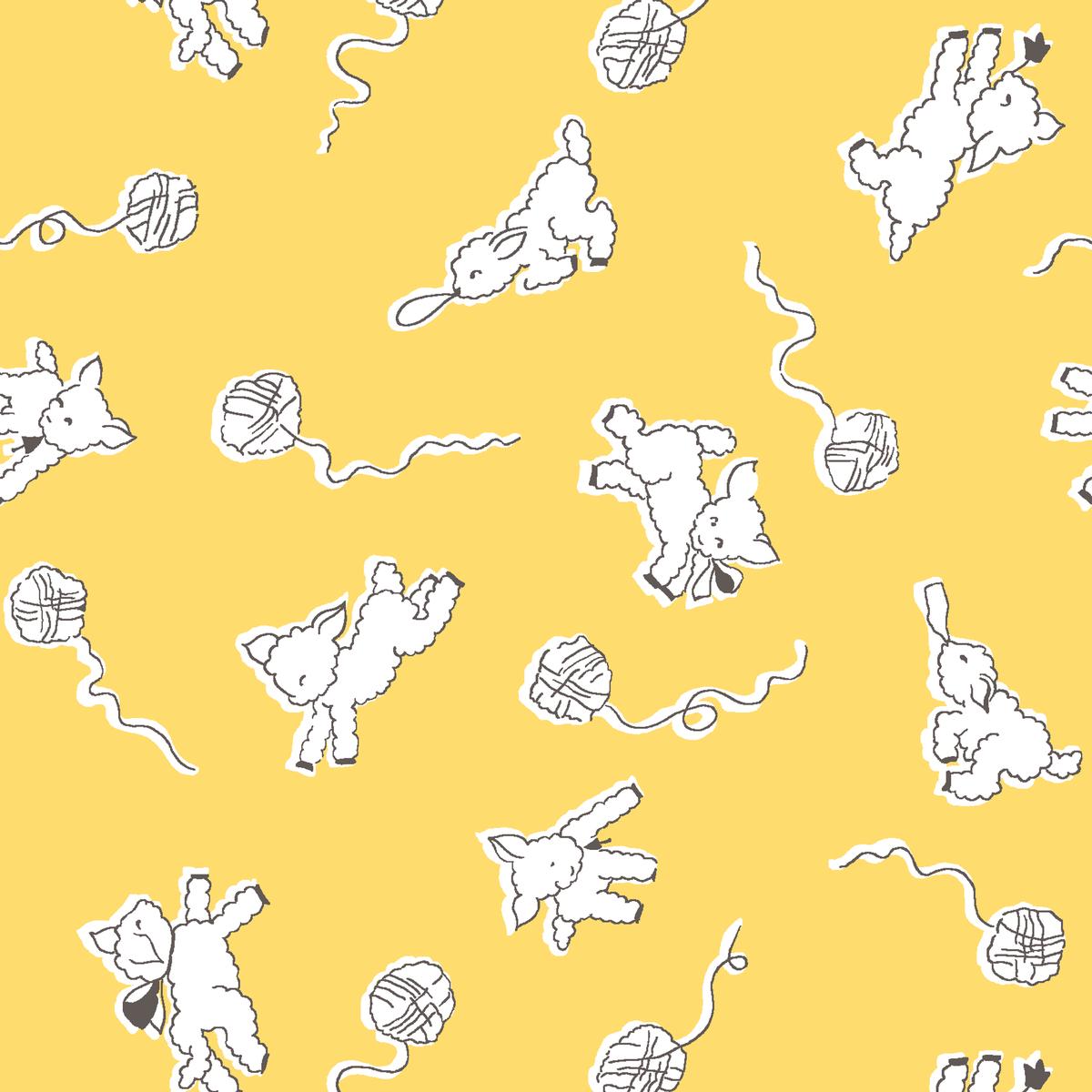 Woolly Playtime - Yellow Lamb Fabric