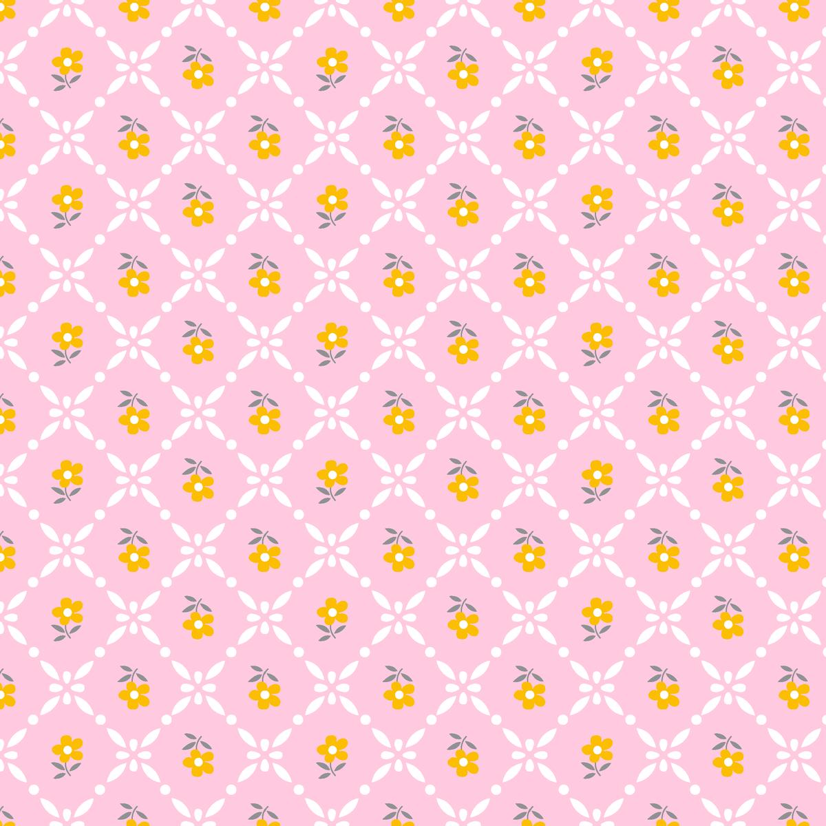 Daisy Trellis - Pink Floral Lattice Fabric