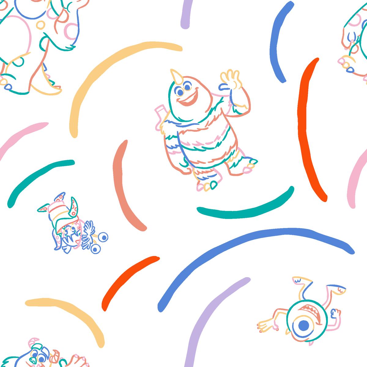 Disney and Pixar's Monsters, Inc. Colorful Monster Fabric